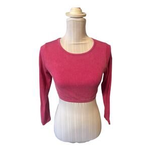 Suzette Collection Pink Ribbed Long Sleeve Crop Top Size M/L